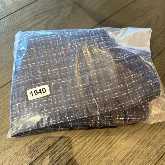 New! Zara Off The Shoulder Square Neckline Top Blue Black Tweed 31940 - Picture 13 of 13